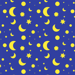 Obraz na płótnie Canvas seamless pattern with stars and moon. pattern night vector. sleep theme. illustration.
