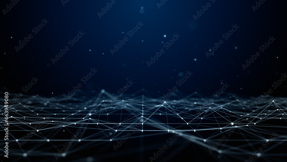 Poster Digital Cyberspace, Digital Data Network and Blockchain Connections. Technology Digital Data Background Concept. 3d rendering