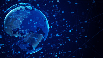 Modern Futuristic Business Global Network Abstract Background Concept, Technology Network Data Connection, Digital Data Network and Cyber Security. 3d rendering
