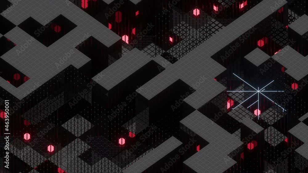 Aufkleber cubes and abstract geometries, 3d rendering.