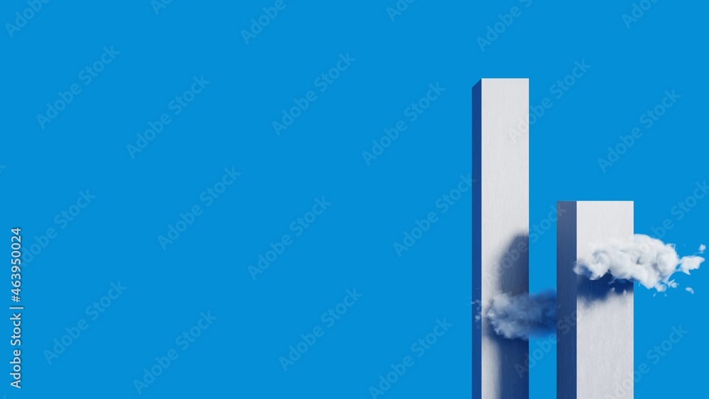 Poster abstract concrete pillar with white clouds on blue sky background.minimal abstract surreal backgroun