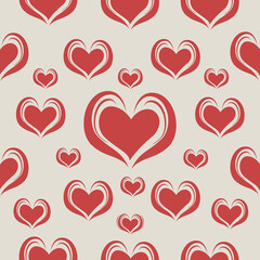 Naklejka na ściany i meble Red hearts seamless pattern background