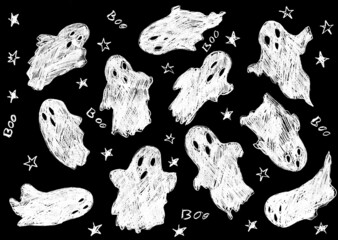 White flying ghosts in the black night sky