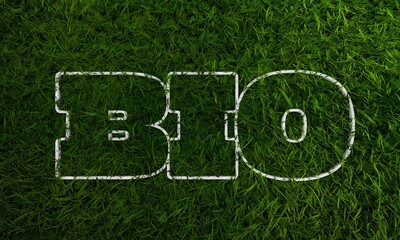 3d green grass and bio single word