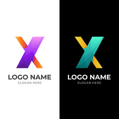 letter X logo concept vector with 3d colorful style