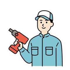 整備士さんのイラスト上半身　カラー