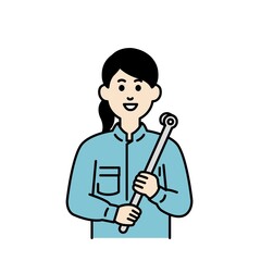 整備士さんのイラスト上半身　カラー