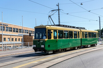 Naklejka na ściany i meble Public transport, tram in Helsinki