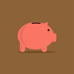 Vector Graphic Illustration, Flat design style Piggy Bank. suitable for icons, symbols, logos.