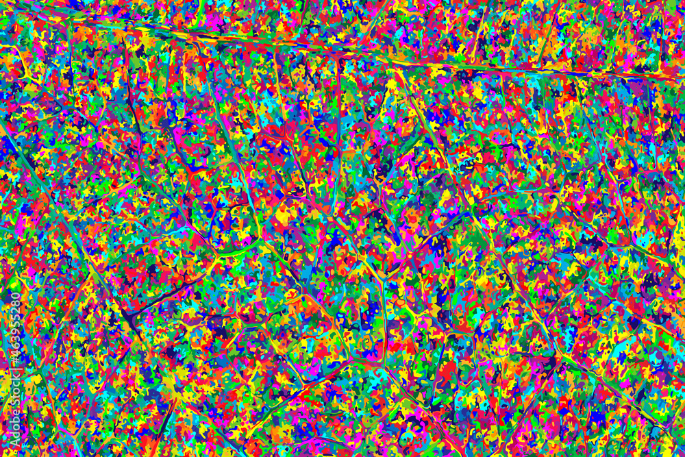 Poster abstract chaotic background consisting of small different particles.