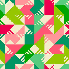 Red and green geometric seamless pattern for christmas design.