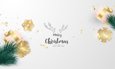 Merry Christmas and Happy New Year background.