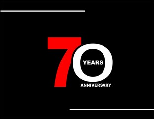 70 years anniversary celebration simple logo, isolated on black background 