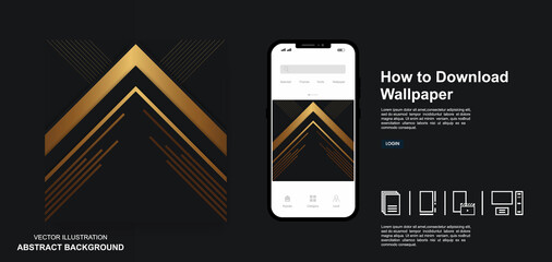 Social media post templates black dop and golden lines luxury modern abstract background