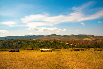 seat and landscape in the mountains