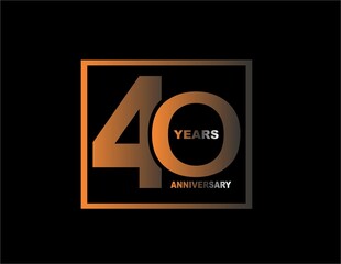 40 years anniversary celebration simple logo, isolated on black background 