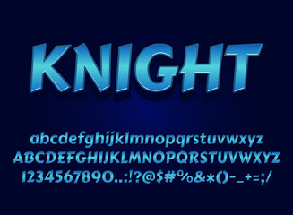 glossy blue knight medieval rpg game logo font effect