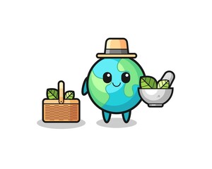 earth herbalist cute cartoon