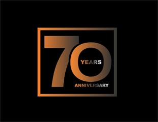 70 years anniversary celebration simple logo, isolated on black background 