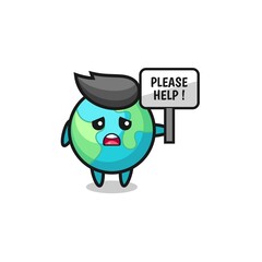 cute earth hold the please help banner