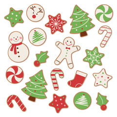 Set of Christmas cookies vector illustration.