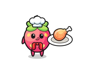 strawberry fried chicken chef cartoon character