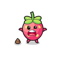 strawberry earth surprised to meet poop