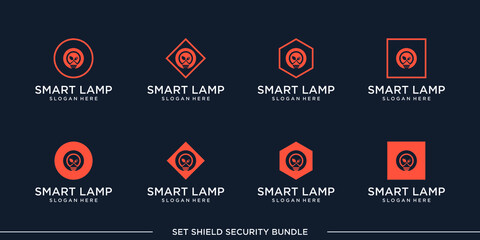 set logo smart lamp bulb bundle vector premium