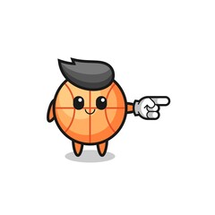 basketball mascot with pointing right gesture