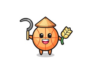 basketball Asian farmer holding paddy