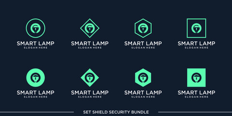 set logo smart lamp bulb bundle vector premium