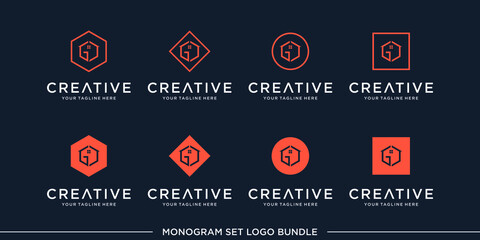 set logo monogram letter alphabet initial bundle vector premium