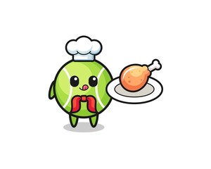 tennis fried chicken chef cartoon character