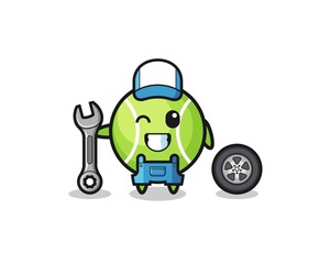 the tennis character as a mechanic mascot