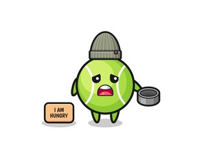 cute tennis beggar cartoon character