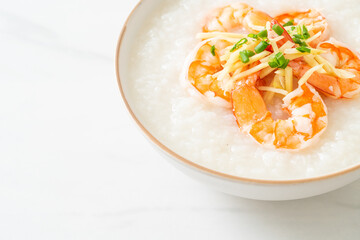 Congee with shrimps and fresh ginger