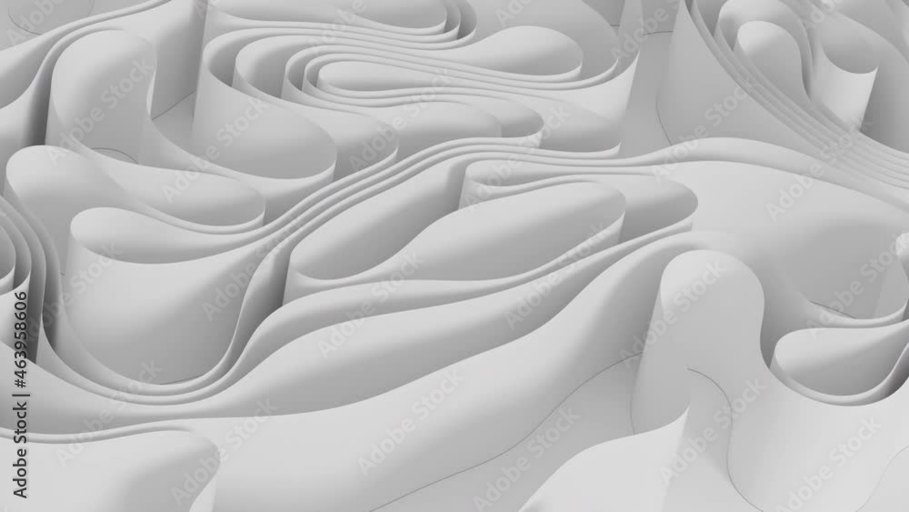Poster curve the flow of the paper, 3d rendering.