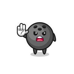 bowling character doing stop gesture