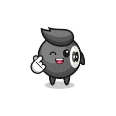 billiard character doing Korean finger heart