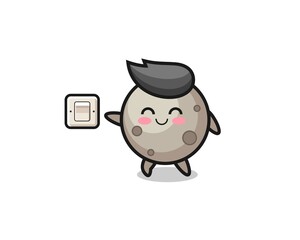 cartoon moon is turning off light