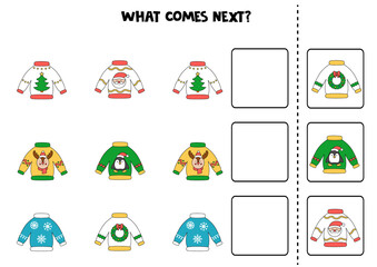 What comes next game with ugly Christmas sweaters.