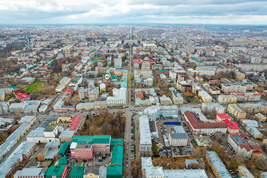 Aerial view of Moskovskaya street (Kirov, Russia)