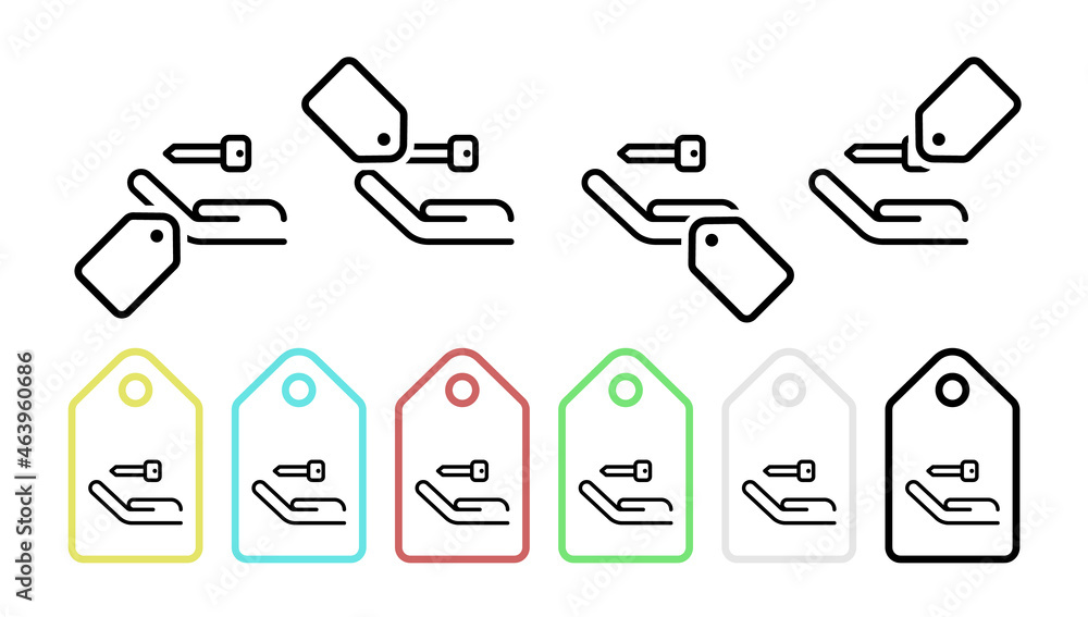 Aufkleber hand keywords vector icon in tag set illustration for ui and ux, website or mobile application