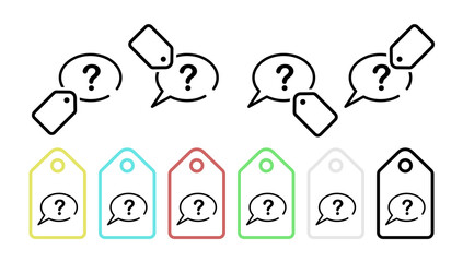 Question of communication bubble vector icon in tag set illustration for ui and ux, website or mobile application