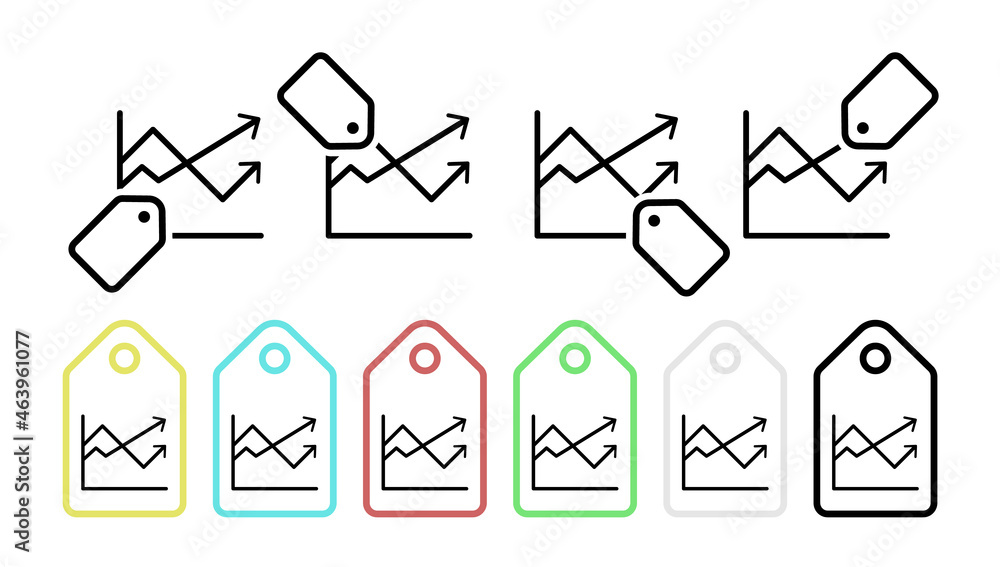 Poster arrow stats vector icon in tag set illustration for ui and ux, website or mobile application
