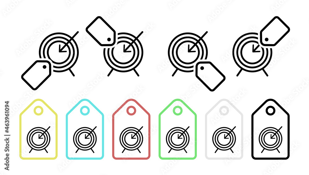Poster target target arrow vector icon in tag set illustration for ui and ux, website or mobile application