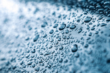 Frosting macro. Cold snow winter background. Blue crystal frozen abstract pattern. White frost ice texture.