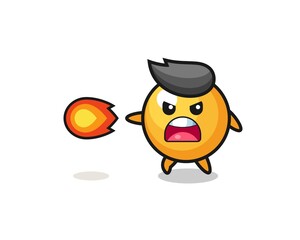 Fototapeta premium cute ping pong mascot is shooting fire power