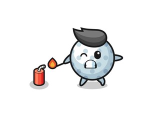 golf mascot illustration playing firecracker
