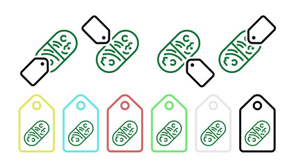 Vitamin, enzyme green vector icon in tag set illustration for ui and ux, website or mobile application